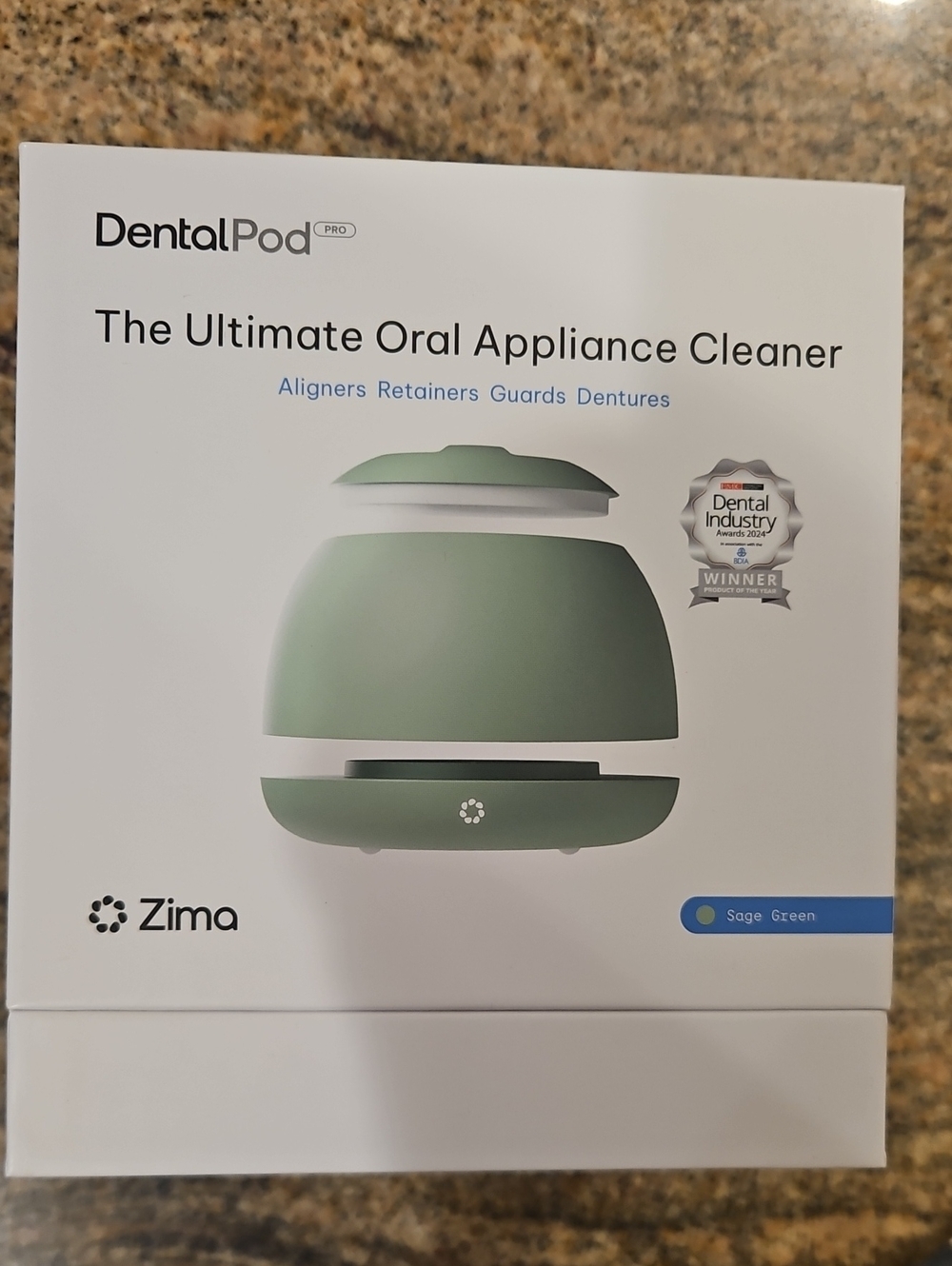 NIB Zima DentalPod Pro Oral Appliance Cleaner - Sage Green